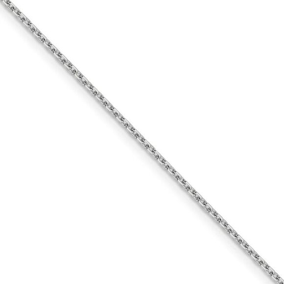 1.5mm 14k White Gold Diamond Cut Solid Rolo Chain Necklace 18 Inch